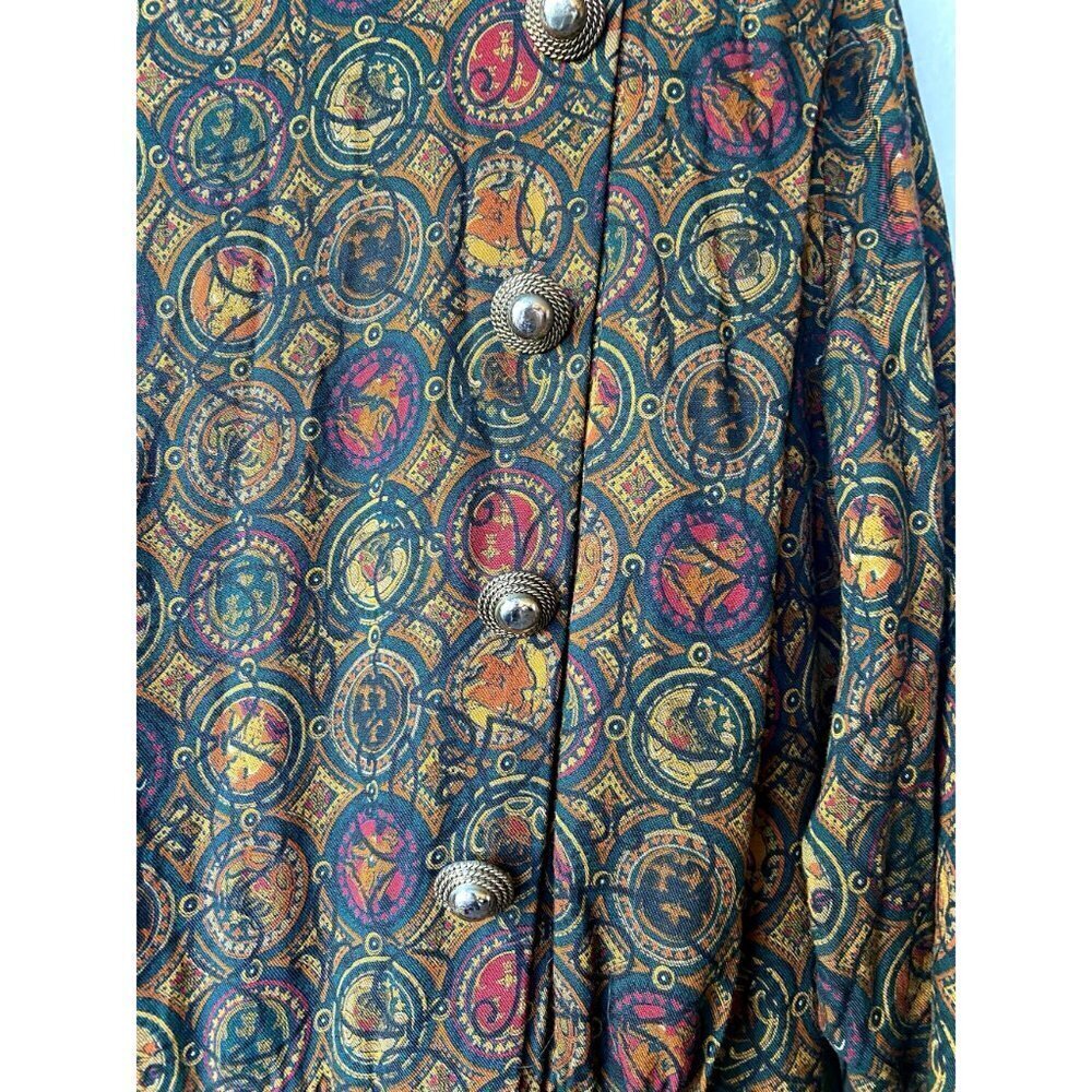 Vintage Talbots 90s Wool Made In‎ USA Floral Midi Dress Size 14 Prairie Peasant - Picture 5 of 8